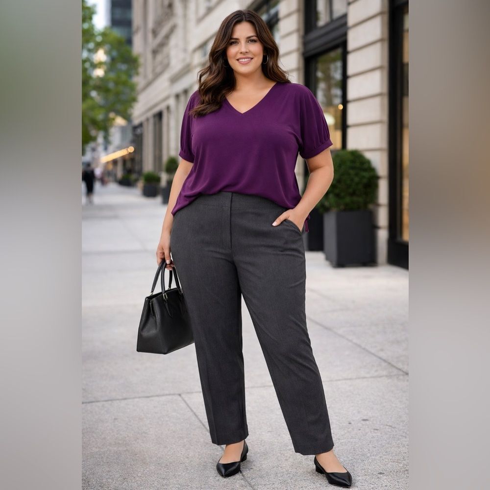 So Slimm by Chicos Classic Gray Dress Pants Sz 2